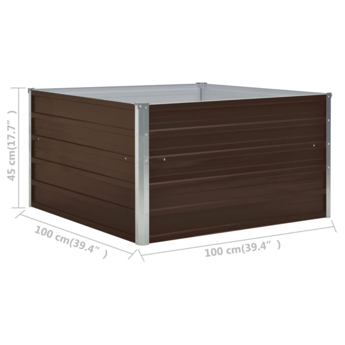 Jardinière 100 x 100 x 45 cm Acier galvanisé Marron – Image 5