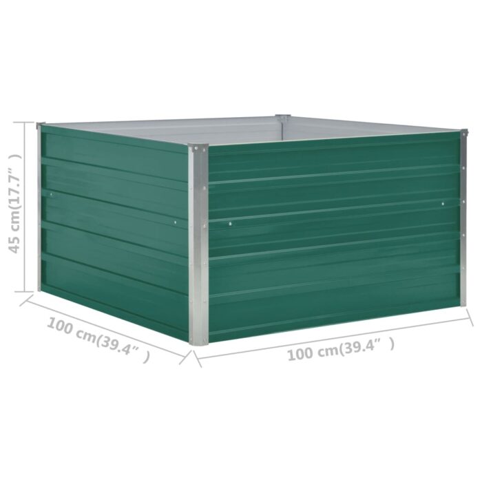 Jardinière 100 x 100 x 45 cm Acier galvanisé Vert – Image 5