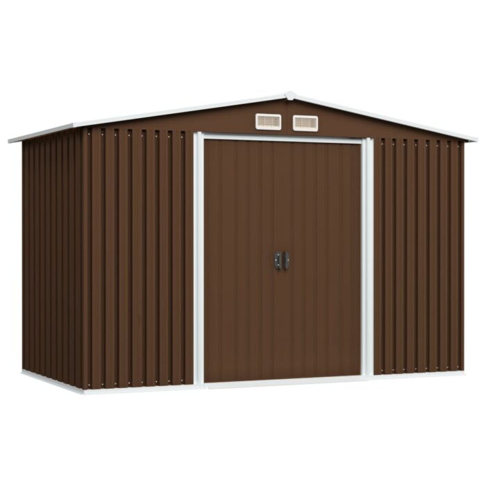 Abri de stockage pour jardin Marron 257x205x178 cm Acier – Image 1