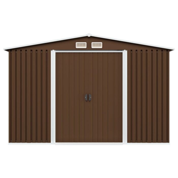 Abri de stockage pour jardin Marron 257x205x178 cm Acier – Image 3