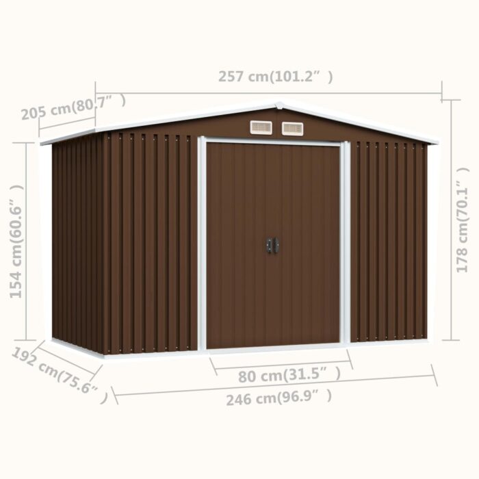 Abri de stockage pour jardin Marron 257x205x178 cm Acier – Image 7