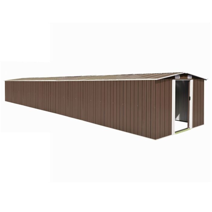 Abri de jardin Marron 257x990x181 cm Acier galvanisé – Image 1