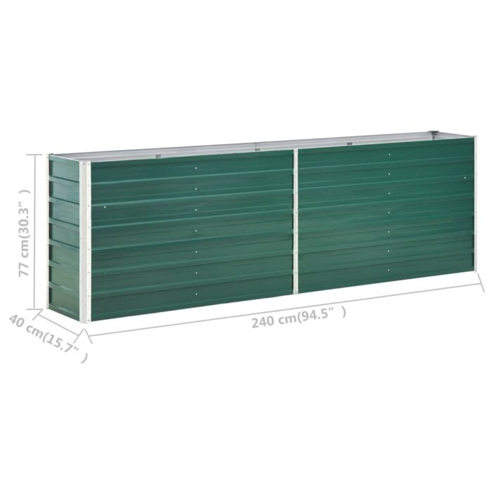 Lit surélevé de jardin Acier galvanisé 240x40x77 cm Vert – Image 5