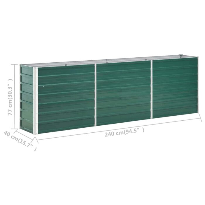 Lit surélevé de jardin Acier galvanisé 240x40x77 cm Vert – Image 6