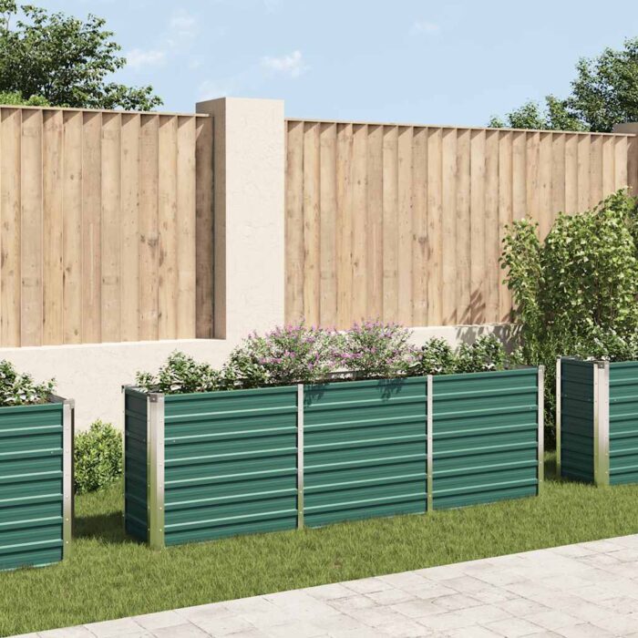Lit surélevé de jardin Acier galvanisé 240x40x77 cm Vert – Image 1