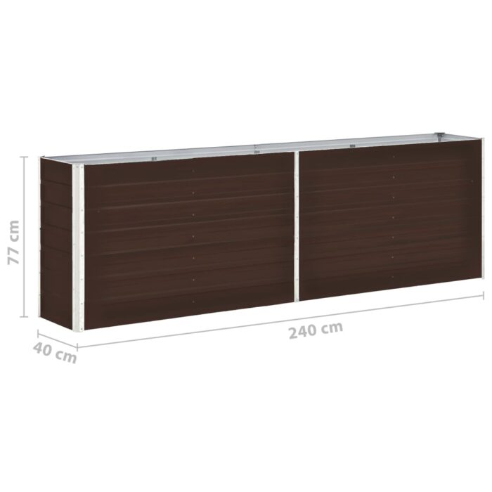 Lit surélevé de jardin Acier galvanisé 240x40x77 cm Marron – Image 5
