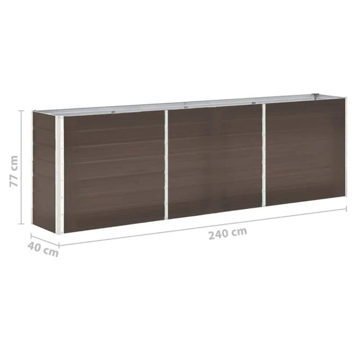 Lit surélevé de jardin Acier galvanisé 240x40x77 cm Marron – Image 6