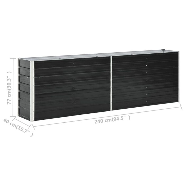 Lit surélevé de jardin Acier galvanisé 240x40x77 cm Anthracite – Image 5