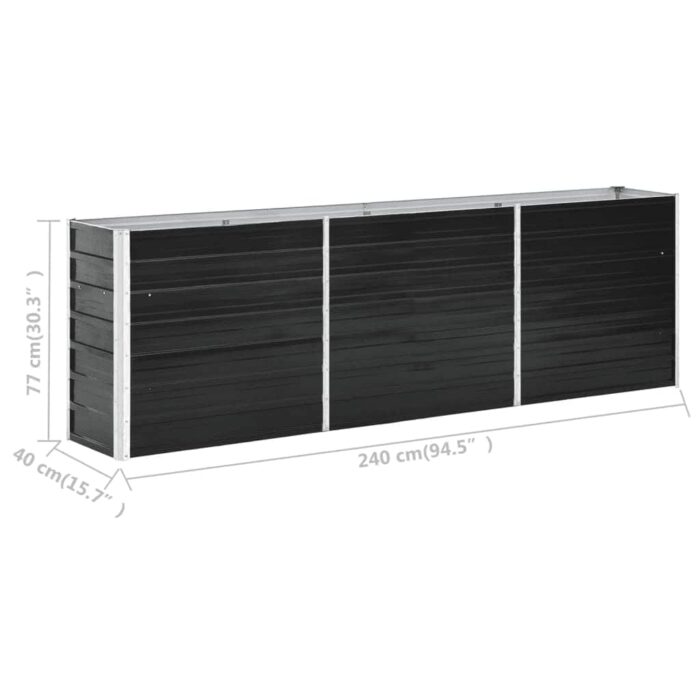 Lit surélevé de jardin Acier galvanisé 240x40x77 cm Anthracite – Image 6