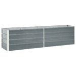 Jardinière surélevée acier galvanisé 240x40x45 cm gris