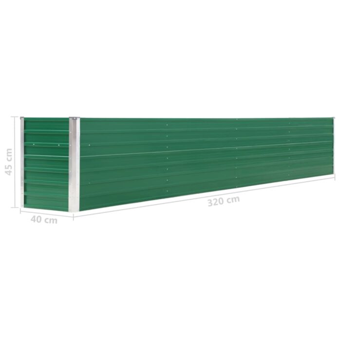 Lit surélevé de jardin Acier galvanisé 320x40x45 cm Vert – Image 5
