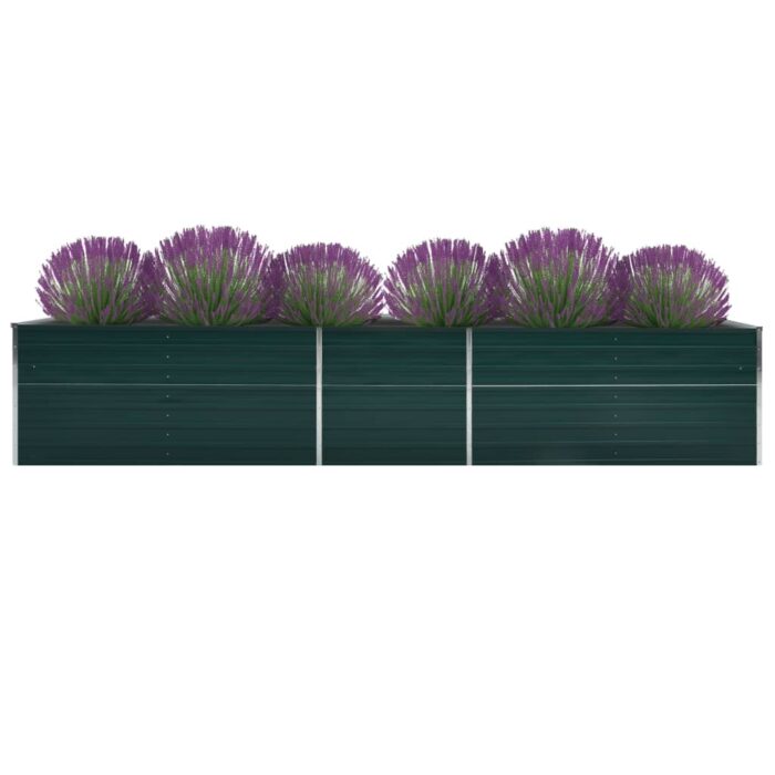 Lit surélevé de jardin Acier galvanisé 400x80x45 cm Vert – Image 1
