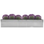 Lit surélevé de jardin Acier galvanisé 400x80x77 cm Gris