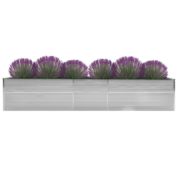 VXL8719883757025_a_en_hd_1.jpg Lit surélevé de jardin Acier galvanisé 400x80x77 cm Gris – Image 1