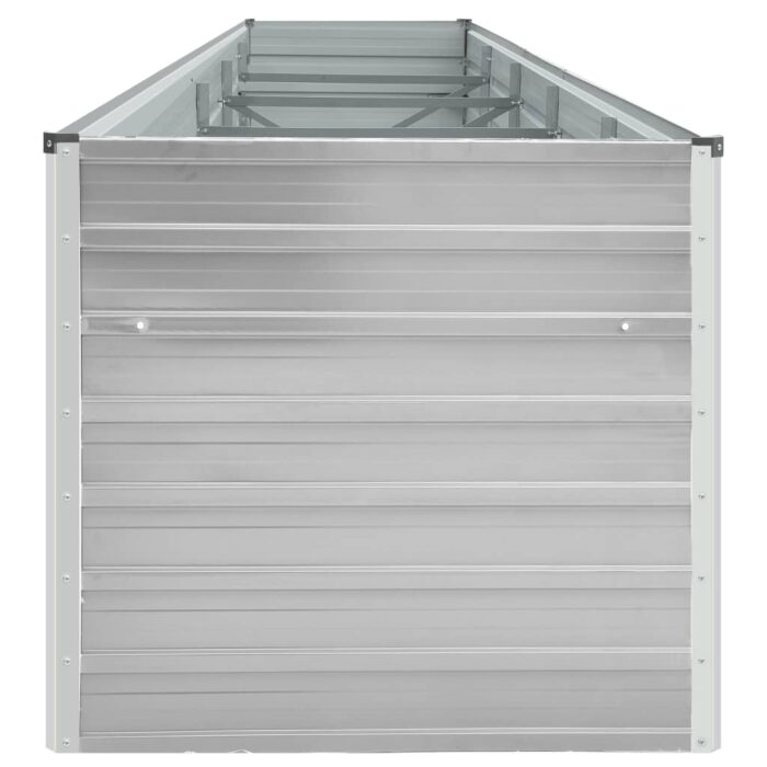 Lit surélevé de jardin Acier galvanisé 400x80x77 cm Gris – Image 3