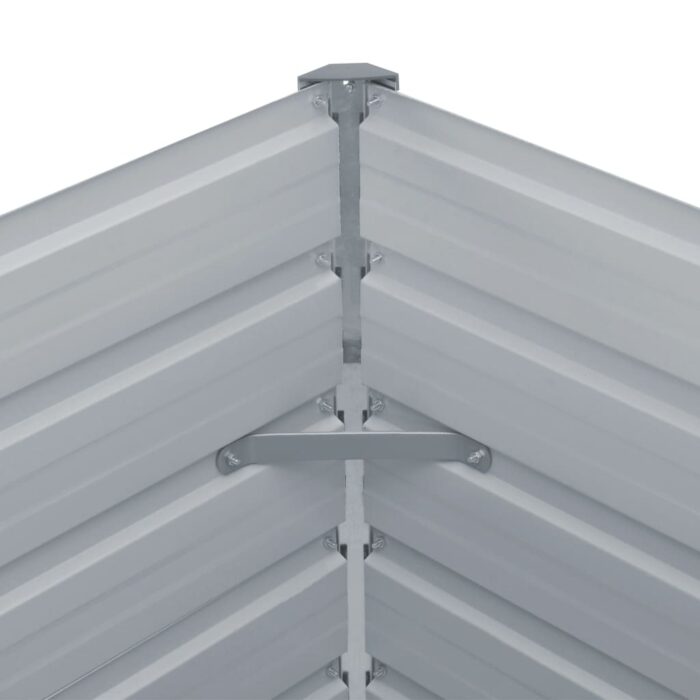 Lit surélevé de jardin Acier galvanisé 400x80x77 cm Gris – Image 4