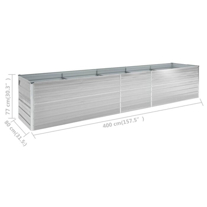 Lit surélevé de jardin Acier galvanisé 400x80x77 cm Gris – Image 5