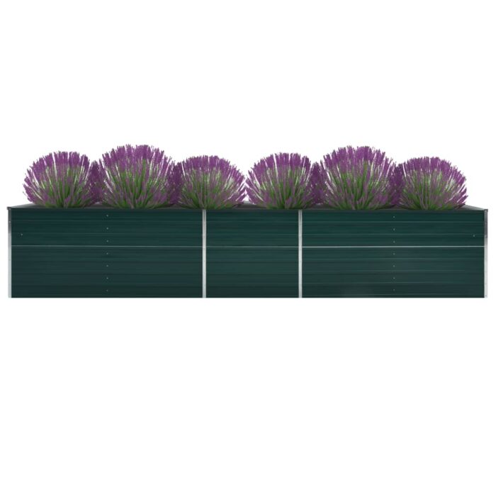 Lit surélevé de jardin Acier galvanisé 400x80x77 cm Vert – Image 1