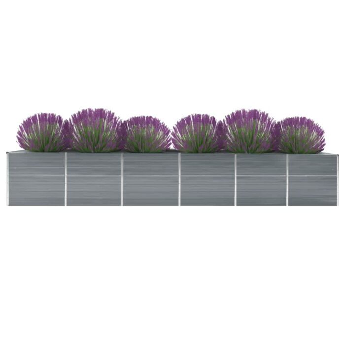 Lit surélevé de jardin Acier galvanisé 480x80x45 cm Gris – Image 1