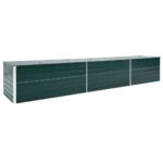 Lit surélevé de jardin Acier galvanisé 480x80x45 cm Vert – Image 2