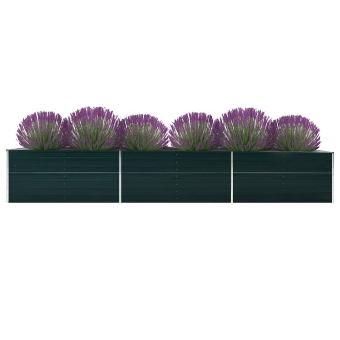 Lit surélevé de jardin Acier galvanisé 480x80x45 cm Vert – Image 1
