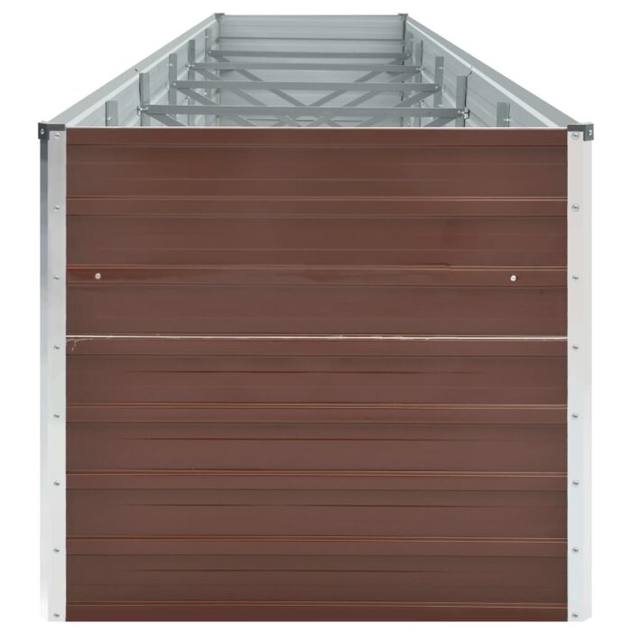 Lit surélevé de jardin Acier galvanisé 480x80x45 cm Marron – Image 3