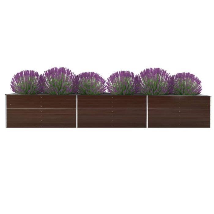 Lit surélevé de jardin Acier galvanisé 480x80x45 cm Marron – Image 1