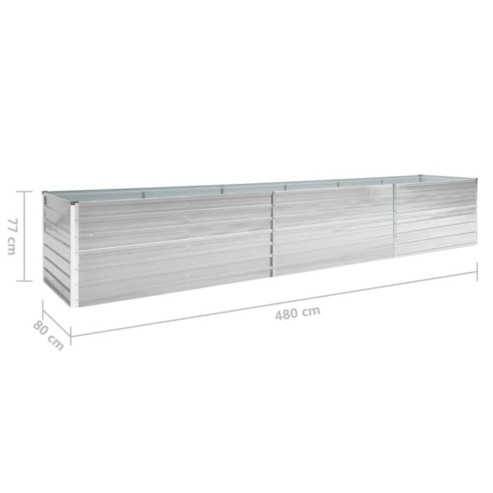 Lit surélevé de jardin Acier galvanisé 480x80x77 cm Gris – Image 5