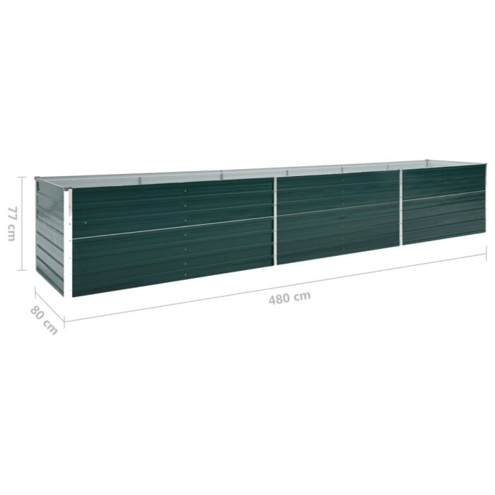 Lit surélevé de jardin Acier galvanisé 480x80x77 cm Vert – Image 5
