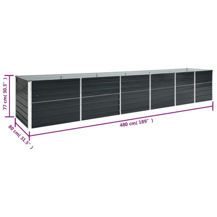 Lit surélevé de jardin Acier galvanisé 480x80x77 cm Anthracite – Image 6