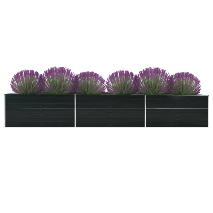 Lit surélevé de jardin Acier galvanisé 480x80x77 cm Anthracite – Image 1