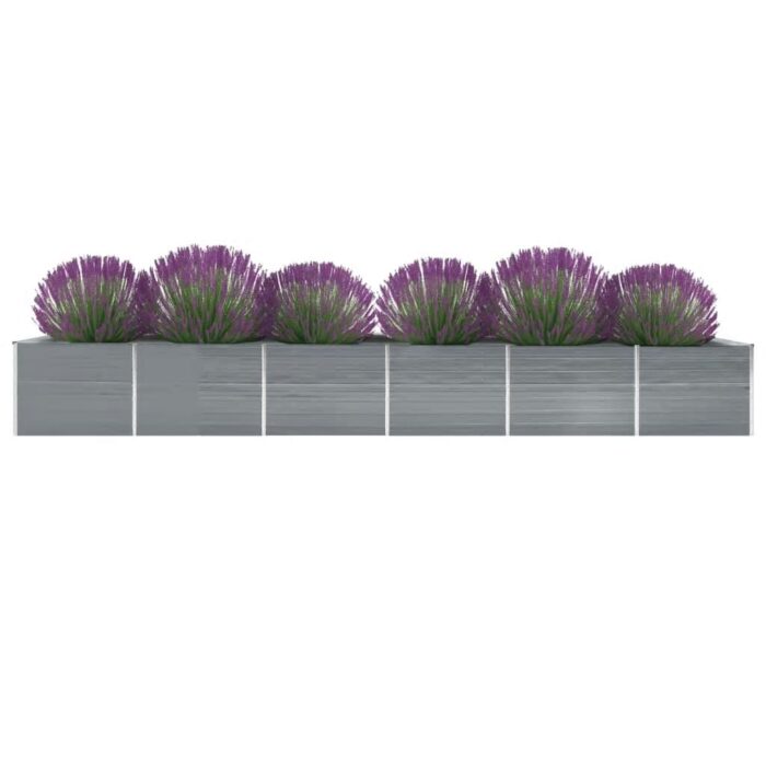 Lit surélevé de jardin Acier galvanisé 600x80x45 cm Gris – Image 1