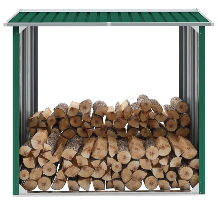 Abri de stockage de bois Acier galvanisé 172x91x154 cm Vert – Image 1