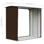 Abri de stockage de bois Acier galvanisé 172x91x154 cm Marron – Image 4