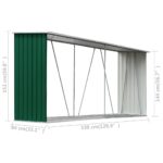 Abri de stockage de bois Acier galvanisé 330x84x152 cm Vert – Image 4