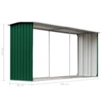 Abri de stockage de bois Acier galvanisé 330x92x153 cm Vert – Image 4