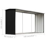 Abri de stockage à bois Acier galvanisé 330x92x153cm Anthracite – Image 4