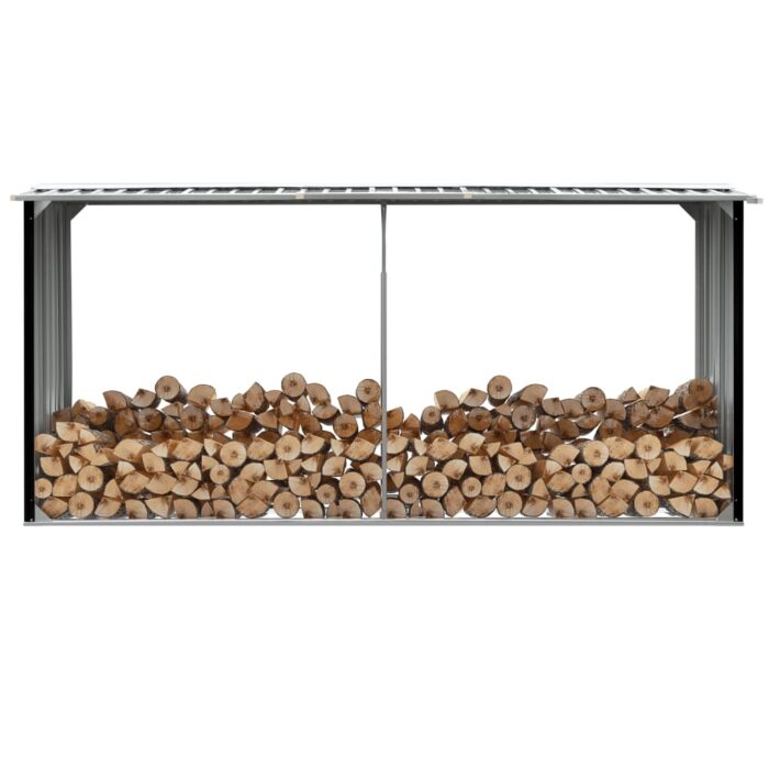 Abri de stockage à bois Acier galvanisé 330x92x153cm Anthracite – Image 1