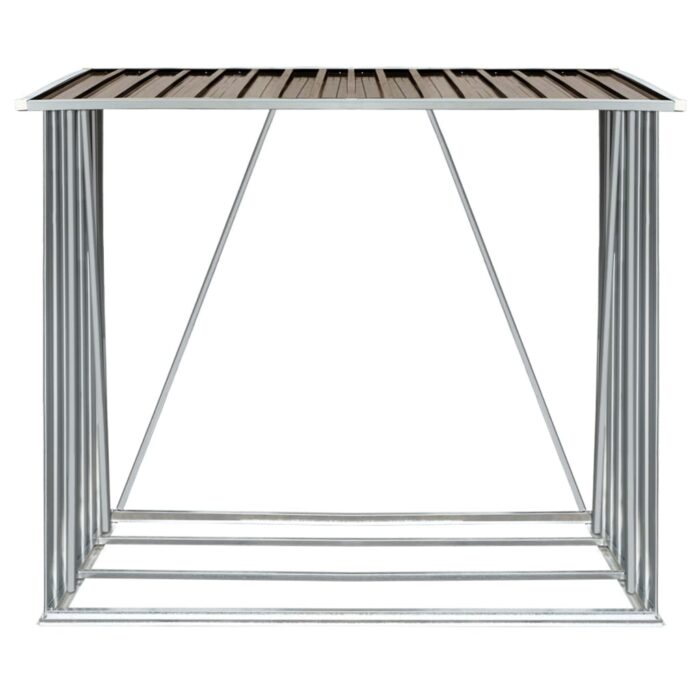 Abri de stockage de bois Acier galvanisé 163x83x154 cm Marron – Image 3
