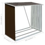 Abri de stockage de bois Acier galvanisé 163x83x154 cm Marron – Image 5