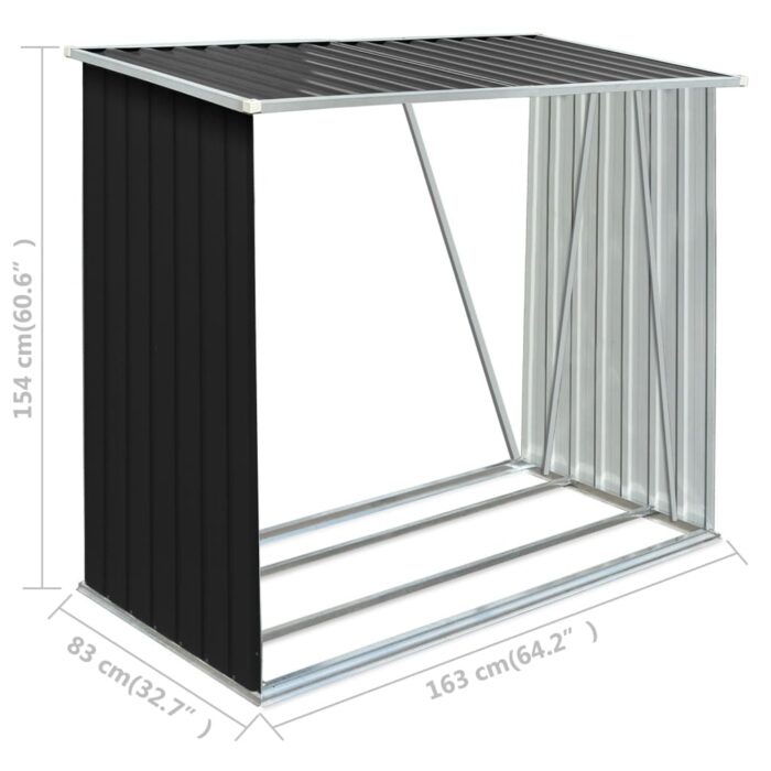 Abri de stockage à bois Acier galvanisé 163x83x154cm Anthracite – Image 5