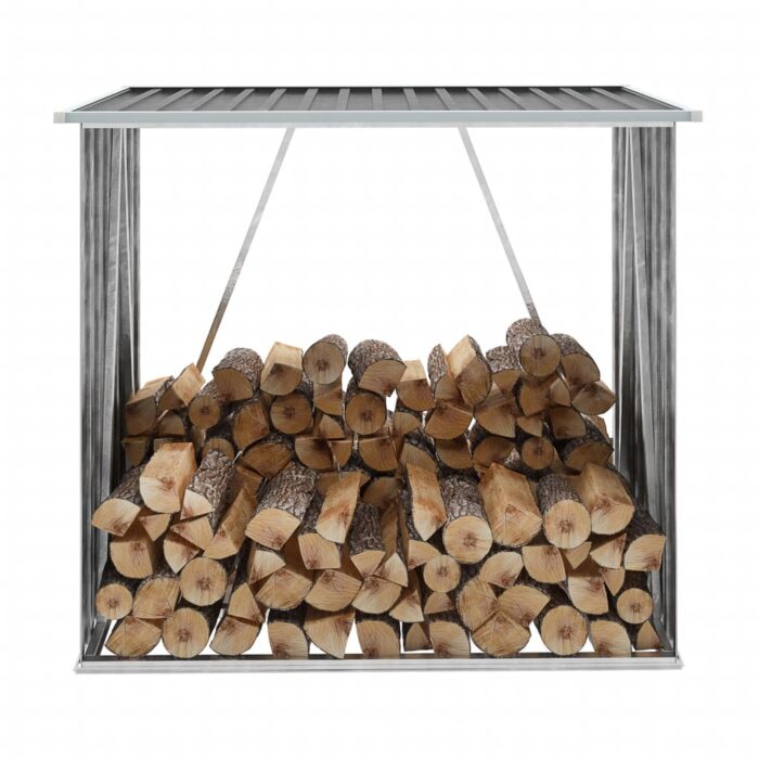 Abri de stockage à bois Acier galvanisé 163x83x154cm Anthracite – Image 1