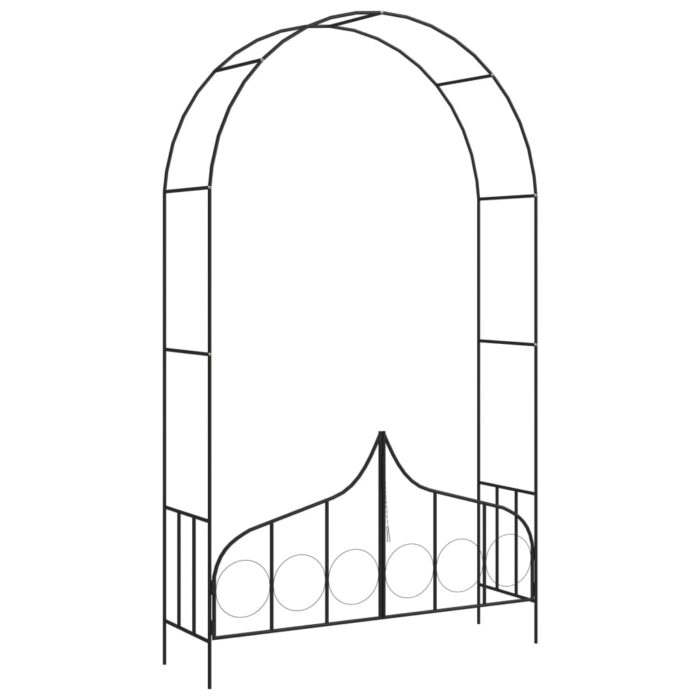 Voûte de jardin avec portail Noir 138x40x238 cm Fer – Image 1