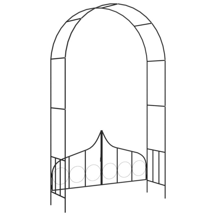 Voûte de jardin avec portail Noir 138x40x238 cm Fer – Image 3