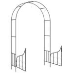 Voûte de jardin avec portail Noir 138x40x238 cm Fer – Image 4