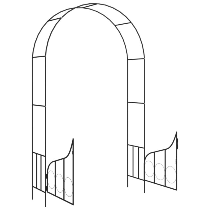 Voûte de jardin avec portail Noir 138x40x238 cm Fer – Image 4