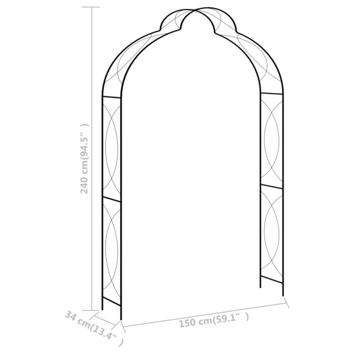 Voûte de jardin Noir 150x34x240 cm Fer – Image 4