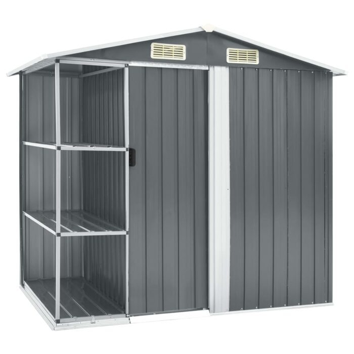 Abri de jardin avec étagère Gris 205x130x183 cm Fer – Image 1