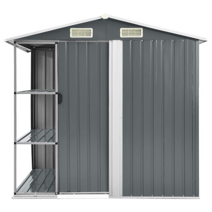 Abri de jardin avec étagère Gris 205x130x183 cm Fer – Image 2
