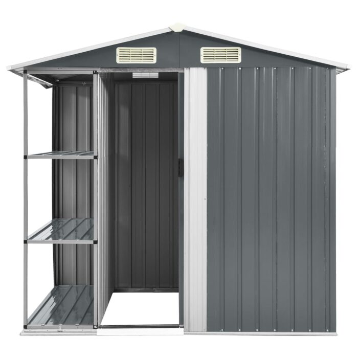 Abri de jardin avec étagère Gris 205x130x183 cm Fer – Image 3
